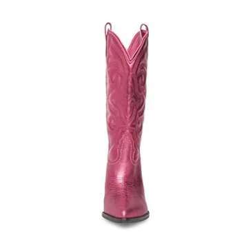 Steve Madden West Pink Metallic Pull On Western Boots