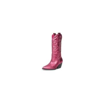 Steve Madden West Pink Metallic Pull On Western Boots