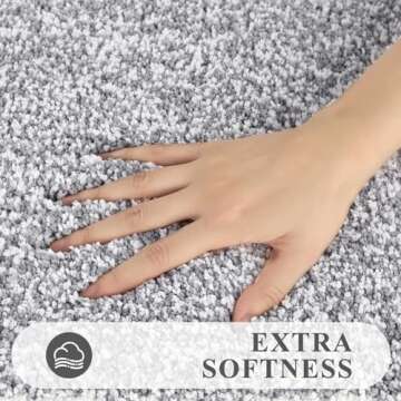 Pauwer Bathroom Rug Set 3 Piece, Non-Slip Absorbent Bath Mats, Microfiber Soft, Absorbent Plush Shaggy Carpets Includes U-Shaped Toilet Mat for Bath Floor, Shower, Light Grey