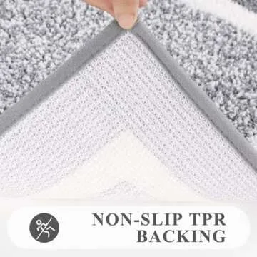 Pauwer Bathroom Rug Set 3 Piece, Non-Slip Absorbent Bath Mats, Microfiber Soft, Absorbent Plush Shaggy Carpets Includes U-Shaped Toilet Mat for Bath Floor, Shower, Light Grey