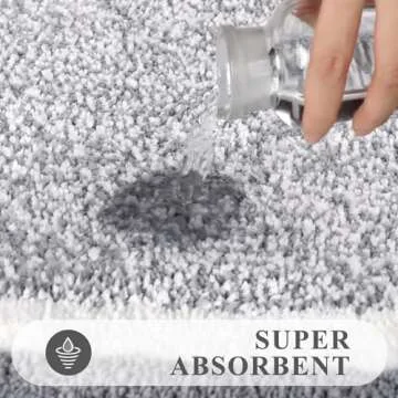 Pauwer Bathroom Rug Set 3 Piece, Non-Slip Absorbent Bath Mats, Microfiber Soft, Absorbent Plush Shaggy Carpets Includes U-Shaped Toilet Mat for Bath Floor, Shower, Light Grey