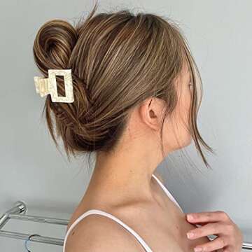 Bmobuo Checkered Tortoise Hair Clips for Women - 4Pcs 2" Small Acetate Claw Barrettes for Thick & Thin Hair