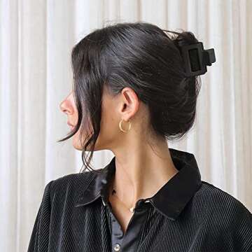 Bmobuo Checkered Tortoise Hair Clips for Women - 4Pcs 2" Small Acetate Claw Barrettes for Thick & Thin Hair