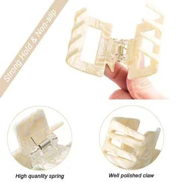 Bmobuo Checkered Tortoise Hair Clips for Women - 4Pcs 2" Small Acetate Claw Barrettes for Thick & Thin Hair