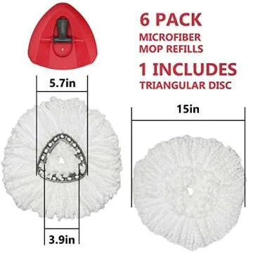 6 Pack Spin Mop Replacement Head for Easy Cleaning