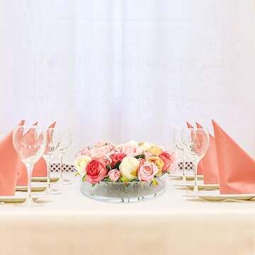 FOTRIC Clear Acrylic Flower Vase Circle Floral Centerpiece Dining Table, Floral Arranger Round Decor...