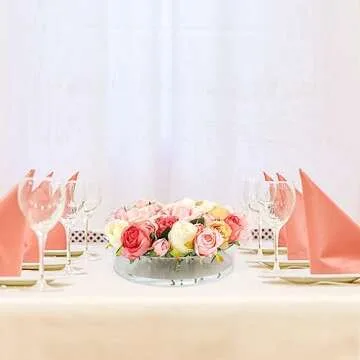 FOTRIC Clear Acrylic Flower Vase Circle Floral Centerpiece Dining Table, Floral Arranger Round Decor...