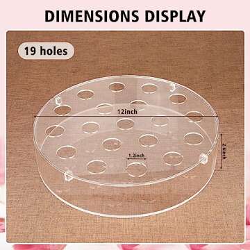 FOTRIC Clear Acrylic Flower Vase Circle Floral Centerpiece Dining Table, Floral Arranger Round Decorative Modern Vase, Home & Wedding Decor (Dia 12 Inches, 19 Holes)