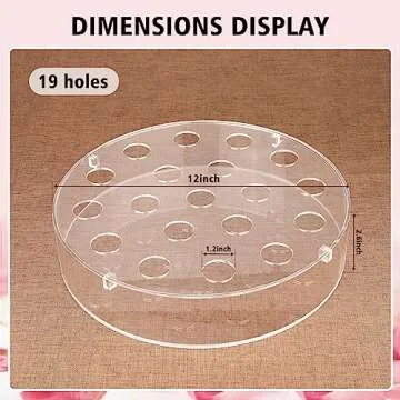 FOTRIC Clear Acrylic Flower Vase Circle Floral Centerpiece Dining Table, Floral Arranger Round Decorative Modern Vase, Home & Wedding Decor (Dia 12 Inches, 19 Holes)