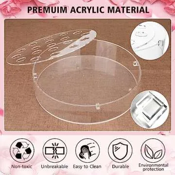 FOTRIC Clear Acrylic Flower Vase Circle Floral Centerpiece Dining Table, Floral Arranger Round Decorative Modern Vase, Home & Wedding Decor (Dia 12 Inches, 19 Holes)