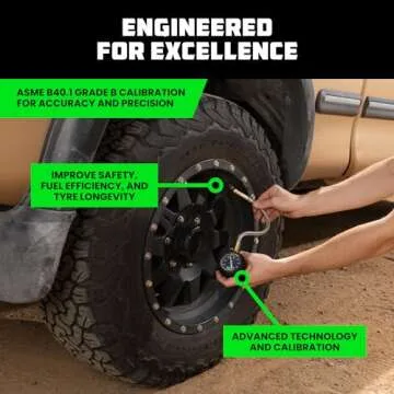 Rhino USA Heavy Duty Tire Pressure Gauge with 0-75 PSI Accuracy