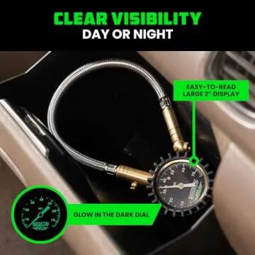 Rhino USA Heavy Duty Tire Pressure Gauge with 0-75 PSI Accuracy