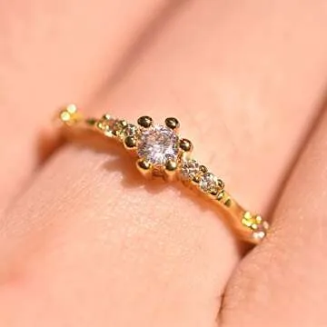 JESMING 7 Tiny Diamond Exquisite Stacking Rings for Women