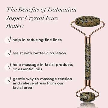 Kitsch Dalmatian Jasper Crystal Facial Roller - Crystal Roller for Face | Genuine Crystal Facial Roller | Face Rollers & Eye Roller for Relaxation | Crystal Roller for Wrinkles and Lifting