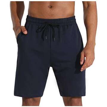Men's Lounge Shorts with Deep Pockets Loose-fit Cotton Jersey Shorts for Running,Workout,Training, B...