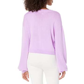 The Drop Women's Veronica Dropped Shoulder Cropped Cardigan, Lavendula, M