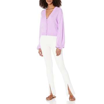 The Drop Women's Veronica Dropped Shoulder Cropped Cardigan, Lavendula, M