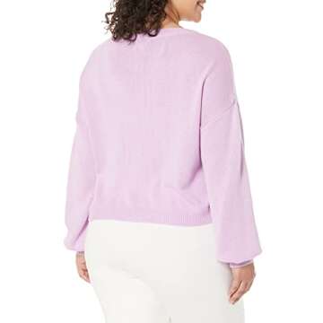 The Drop Women's Veronica Dropped Shoulder Cropped Cardigan, Lavendula, M