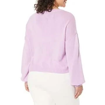 The Drop Women's Veronica Dropped Shoulder Cropped Cardigan, Lavendula, M