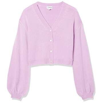 The Drop Women's Veronica Dropped Shoulder Cropped Cardigan, Lavendula, M