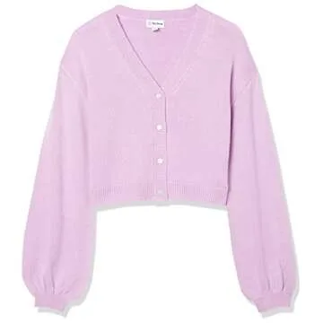 The Drop Women's Veronica Dropped Shoulder Cropped Cardigan, Lavendula, M