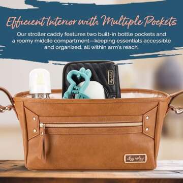 Itzy Ritzy Adjustable Stroller Caddy/Organizer - Stroller Organizer Bag Featuring Front Zippered Poc...
