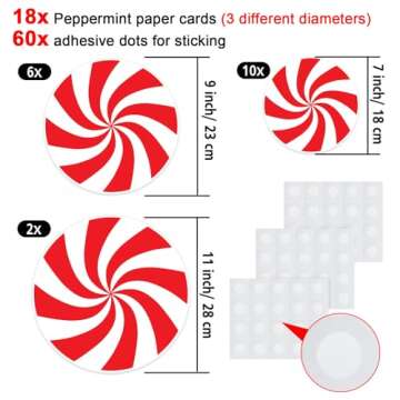 18 Pieces Peppermint Candy Cutouts Christmas Candy Cutouts Cardboard with Glue Point Dots for Winter...
