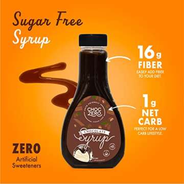 ChocZero's Chocolate Sugar-Free Syrup. Low Carb (1 Gram Net Carb), No Sugar, No Preservatives, No Sugar Alcohols. Thick and Rich Sauce