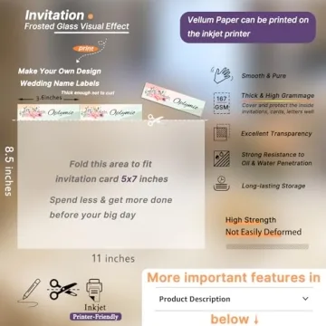 Thick Translucent Vellum Paper for Crafting and Invitations