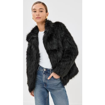 Lioness Women's Bada Bing Faux Fur Jacket in Onyx Black