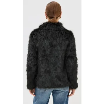 Lioness Women's Bada Bing Faux Fur Jacket in Onyx Black
