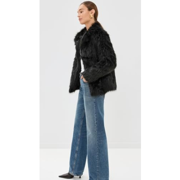 Lioness Women's Bada Bing Faux Fur Jacket in Onyx Black