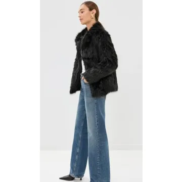 Lioness Women's Bada Bing Faux Fur Jacket in Onyx Black
