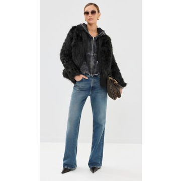 Lioness Women's Bada Bing Faux Fur Jacket in Onyx Black