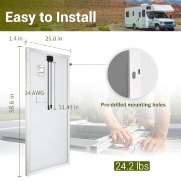 HQST 190W Monocrystalline Solar Panel for Off-Grid Power