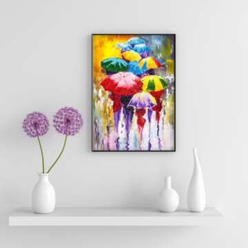 DIAMOND ART BY LEISURE ARTS Diamond Painting Kits for Adults 14"X16" Intermediate Rainy Day, Full Drill, Art Kits, Dimond Art, for Adults, Kit