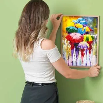 DIAMOND ART BY LEISURE ARTS Diamond Painting Kits for Adults 14"X16" Intermediate Rainy Day, Full Drill, Art Kits, Dimond Art, for Adults, Kit