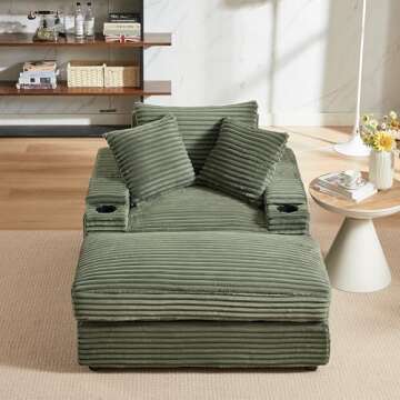 Eafurn Oversized Chaise Lounge with Removable Ottoman