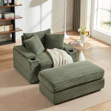 Eafurn Oversized Chaise Lounge with Removable Ottoman