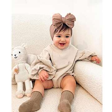 Niceye Handmade Baby Headbands Soft Stretchy Nylon Hair Bands with Bows for Newborn Infant Baby Toddler Girls- Pack of 6