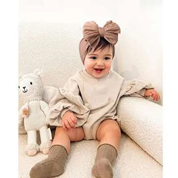 Niceye Handmade Baby Headbands Soft Stretchy Nylon Hair Bands with Bows for Newborn Infant Baby Toddler Girls- Pack of 6