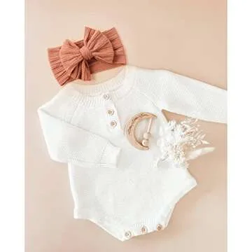 Niceye Handmade Baby Headbands Soft Stretchy Nylon Hair Bands with Bows for Newborn Infant Baby Toddler Girls- Pack of 6