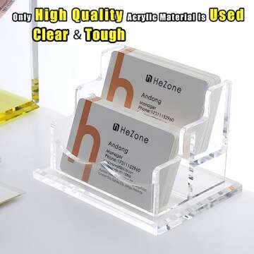 Business Card Holder for Desk 2 Tier 2 Slots, Clear Acrylic Business Card Display Stand for Women and Men, Organize 100 Cards-1 Pack (2 Slots-H)