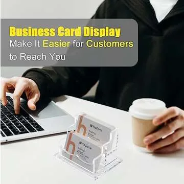 Business Card Holder for Desk 2 Tier 2 Slots, Clear Acrylic Business Card Display Stand for Women and Men, Organize 100 Cards-1 Pack (2 Slots-H)