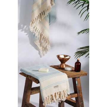 DEMMEX Organic Turkish Cotton Ultra Soft Bath and Beach Towel - Luxury Oversized Peshtemal for Bathr...
