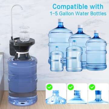 Black Drinking Water Dispenser Pump - USB Rechargeable & Portable