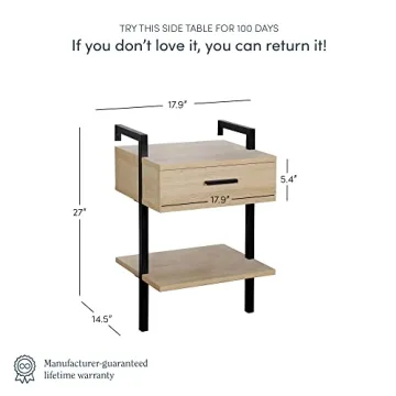 Nathan James Jenny Nightstand with Drawer and Shelf