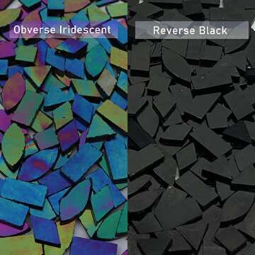 LITMIND Iridescent Glass Mosaic Tiles for Crafts, 240 Pieces 5 Shapes Mixed Stained Glass Sheets, Mosaic Kits for Adults (Iridescent Black)