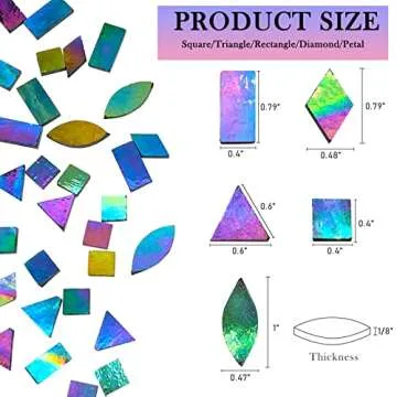 LITMIND Iridescent Glass Mosaic Tiles for Crafts, 240 Pieces 5 Shapes Mixed Stained Glass Sheets, Mosaic Kits for Adults (Iridescent Black)