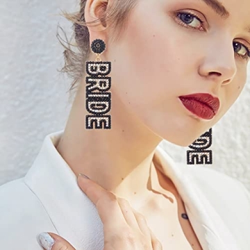 Rhinestone Bride Earrings for Bachelorette Parties and Weddings